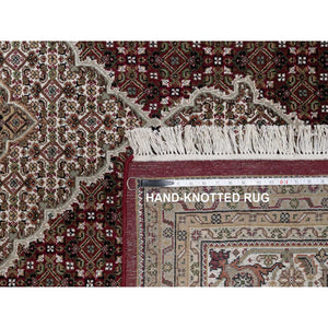 7'8"x9'10" Carmine Red, Tabriz Mahi With Fish Medallion Design, Soft Wool, Hand Knotted, Densely Woven, Oriental Rug FWR549564