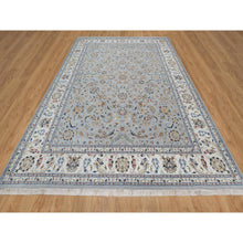 Load image into Gallery viewer, 8&#39;10&quot;x12&#39; Beau Blue, Nain With All Over Floral Pattern, Wool And Silk, 250 Kpsi, Soft Pile, Hand Knotted, Oriental Rug FWR549570