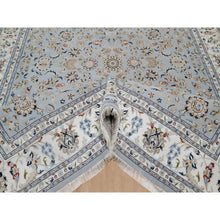 Load image into Gallery viewer, 8&#39;10&quot;x12&#39; Beau Blue, Nain With All Over Floral Pattern, Wool And Silk, 250 Kpsi, Soft Pile, Hand Knotted, Oriental Rug FWR549570