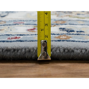 8'10"x12' Beau Blue, Nain With All Over Floral Pattern, Wool And Silk, 250 Kpsi, Soft Pile, Hand Knotted, Oriental Rug FWR549570