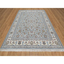 Load image into Gallery viewer, 8&#39;2&quot;x10&#39;5&quot; Slate Blue, Nain With All Over Flower Design, 250 Kpsi, Soft Pile, Hand Knotted, Wool And Silk, Oriental Rug FWR549576