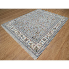 Load image into Gallery viewer, 8&#39;2&quot;x10&#39;5&quot; Slate Blue, Nain With All Over Flower Design, 250 Kpsi, Soft Pile, Hand Knotted, Wool And Silk, Oriental Rug FWR549576