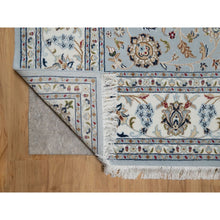 Load image into Gallery viewer, 8&#39;2&quot;x10&#39;5&quot; Slate Blue, Nain With All Over Flower Design, 250 Kpsi, Soft Pile, Hand Knotted, Wool And Silk, Oriental Rug FWR549576