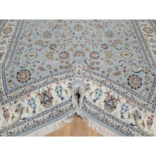Load image into Gallery viewer, 8&#39;2&quot;x10&#39;5&quot; Slate Blue, Nain With All Over Flower Design, 250 Kpsi, Soft Pile, Hand Knotted, Wool And Silk, Oriental Rug FWR549576