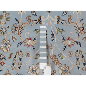 8'2"x10'5" Slate Blue, Nain With All Over Flower Design, 250 Kpsi, Soft Pile, Hand Knotted, Wool And Silk, Oriental Rug FWR549576