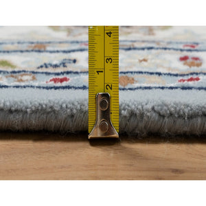 8'2"x10'5" Slate Blue, Nain With All Over Flower Design, 250 Kpsi, Soft Pile, Hand Knotted, Wool And Silk, Oriental Rug FWR549576