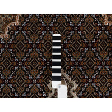 Load image into Gallery viewer, 6&#39;x9&#39;1&quot; Pitch Black, Tabriz Mahi With Fish Medallion Design, 175 Kpsi, Hand Knotted, 100% Wool, Oriental Rug FWR549582