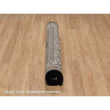 Load image into Gallery viewer, 6&#39;x9&#39;1&quot; Pitch Black, Tabriz Mahi with Fish Medallion Design, 175 KPSI, Hand Knotted, 100% Wool, Oriental Rug FWR549582