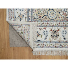 Load image into Gallery viewer, 8&#39;x10&#39;3&quot; Winter White, Nain with Flower Medallion Design, Hand Knotted, Wool and Silk, 250 KPSI, Soft Pile, Oriental Rug FWR549588