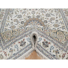 Load image into Gallery viewer, 8&#39;x10&#39;3&quot; Winter White, Nain with Flower Medallion Design, Hand Knotted, Wool and Silk, 250 KPSI, Soft Pile, Oriental Rug FWR549588