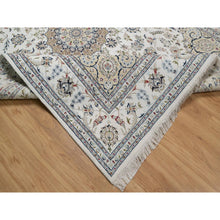 Load image into Gallery viewer, 8&#39;x10&#39;3&quot; Winter White, Nain with Flower Medallion Design, Hand Knotted, Wool and Silk, 250 KPSI, Soft Pile, Oriental Rug FWR549588