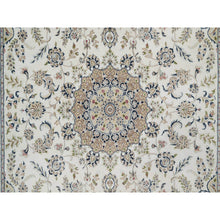 Load image into Gallery viewer, 8&#39;x10&#39;3&quot; Winter White, Nain with Flower Medallion Design, Hand Knotted, Wool and Silk, 250 KPSI, Soft Pile, Oriental Rug FWR549588