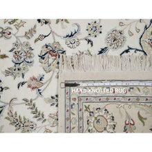Load image into Gallery viewer, 8&#39;x10&#39;3&quot; Winter White, Nain with Flower Medallion Design, Hand Knotted, Wool and Silk, 250 KPSI, Soft Pile, Oriental Rug FWR549588