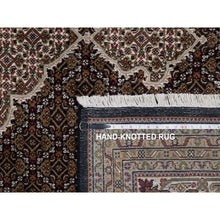 Load image into Gallery viewer, 8&#39;10&quot;x12&#39;5&quot; Jet Black, 175 Kpsi, Tabriz Mahi With Fish Medallion Design, 100% Wool, Hand Knotted, Oriental Rug FWR549600