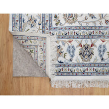 Load image into Gallery viewer, 7&#39;10&quot;x10&#39;3&quot; Winter White, Nain with All Over Flower Pattern, 250 KPSI, Wool and Silk, Hand Knotted, Soft Pile, Oriental Rug FWR549606