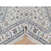 Load image into Gallery viewer, 7&#39;10&quot;x10&#39;3&quot; Winter White, Nain with All Over Flower Pattern, 250 KPSI, Wool and Silk, Hand Knotted, Soft Pile, Oriental Rug FWR549606