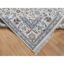 Load image into Gallery viewer, 7&#39;10&quot;x10&#39;3&quot; Winter White, Nain With All Over Flower Pattern, 250 Kpsi, Wool And Silk, Hand Knotted, Soft Pile, Oriental Rug FWR549606