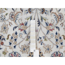 Load image into Gallery viewer, 7&#39;10&quot;x10&#39;3&quot; Winter White, Nain with All Over Flower Pattern, 250 KPSI, Wool and Silk, Hand Knotted, Soft Pile, Oriental Rug FWR549606