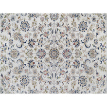 Load image into Gallery viewer, 7&#39;10&quot;x10&#39;3&quot; Winter White, Nain with All Over Flower Pattern, 250 KPSI, Wool and Silk, Hand Knotted, Soft Pile, Oriental Rug FWR549606