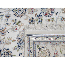 Load image into Gallery viewer, 7&#39;10&quot;x10&#39;3&quot; Winter White, Nain With All Over Flower Pattern, 250 Kpsi, Wool And Silk, Hand Knotted, Soft Pile, Oriental Rug FWR549606