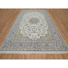 Load image into Gallery viewer, 9&#39;9&quot;x14&#39;1&quot; Pearl White, Wool and Silk, Nain with Flower Medallion Design, 250 KPSI, Soft Pile, Hand Knotted, Oriental Rug FWR549618