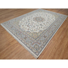Load image into Gallery viewer, 9&#39;9&quot;x14&#39;1&quot; Pearl White, Wool and Silk, Nain with Flower Medallion Design, 250 KPSI, Soft Pile, Hand Knotted, Oriental Rug FWR549618