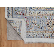Load image into Gallery viewer, 9&#39;9&quot;x14&#39;1&quot; Pearl White, Wool and Silk, Nain with Flower Medallion Design, 250 KPSI, Soft Pile, Hand Knotted, Oriental Rug FWR549618