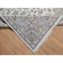 Load image into Gallery viewer, 9&#39;9&quot;x14&#39;1&quot; Pearl White, Wool and Silk, Nain with Flower Medallion Design, 250 KPSI, Soft Pile, Hand Knotted, Oriental Rug FWR549618