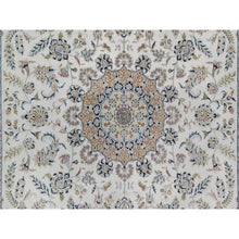 Load image into Gallery viewer, 9&#39;9&quot;x14&#39;1&quot; Pearl White, Wool and Silk, Nain with Flower Medallion Design, 250 KPSI, Soft Pile, Hand Knotted, Oriental Rug FWR549618