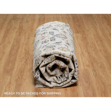 Load image into Gallery viewer, 9&#39;9&quot;x14&#39;1&quot; Pearl White, Wool And Silk, Nain With Flower Medallion Design, 250 Kpsi, Soft Pile, Hand Knotted, Oriental Rug FWR549618