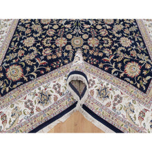 Load image into Gallery viewer, 9&#39;10&quot;x14&#39;2&quot; Midnight Blue, Nain with All Over Flower Design, Soft Pile, Wool and Silk, 250 KPSI, Hand Knotted, Oriental Rug FWR549624