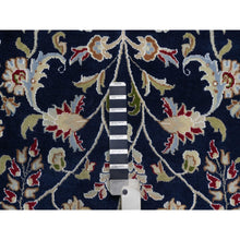 Load image into Gallery viewer, 9&#39;10&quot;x14&#39;2&quot; Midnight Blue, Nain with All Over Flower Design, Soft Pile, Wool and Silk, 250 KPSI, Hand Knotted, Oriental Rug FWR549624
