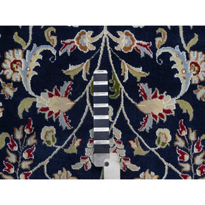 9'10"x14'2" Midnight Blue, Nain with All Over Flower Design, Soft Pile, Wool and Silk, 250 KPSI, Hand Knotted, Oriental Rug FWR549624