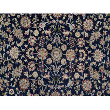 Load image into Gallery viewer, 9&#39;10&quot;x14&#39;2&quot; Midnight Blue, Nain with All Over Flower Design, Soft Pile, Wool and Silk, 250 KPSI, Hand Knotted, Oriental Rug FWR549624