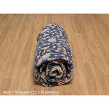 Load image into Gallery viewer, 9&#39;10&quot;x14&#39;2&quot; Midnight Blue, Nain with All Over Flower Design, Soft Pile, Wool and Silk, 250 KPSI, Hand Knotted, Oriental Rug FWR549624