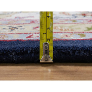9'10"x14'2" Midnight Blue, Nain with All Over Flower Design, Soft Pile, Wool and Silk, 250 KPSI, Hand Knotted, Oriental Rug FWR549624