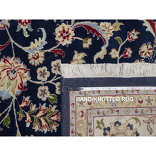 Load image into Gallery viewer, 9&#39;10&quot;x14&#39;2&quot; Midnight Blue, Nain with All Over Flower Design, Soft Pile, Wool and Silk, 250 KPSI, Hand Knotted, Oriental Rug FWR549624