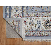 Load image into Gallery viewer, 10&#39;x14&#39;2&quot; Light Blue, Hand Knotted, Nain With All Over Flower Pattern, Wool And Silk, 250 Kpsi, Soft Pile, Oriental Rug FWR549630