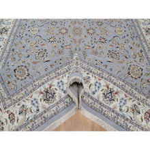 Load image into Gallery viewer, 10&#39;x14&#39;2&quot; Light Blue, Hand Knotted, Nain With All Over Flower Pattern, Wool And Silk, 250 Kpsi, Soft Pile, Oriental Rug FWR549630