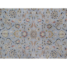 Load image into Gallery viewer, 10&#39;x14&#39;2&quot; Light Blue, Hand Knotted, Nain With All Over Flower Pattern, Wool And Silk, 250 Kpsi, Soft Pile, Oriental Rug FWR549630