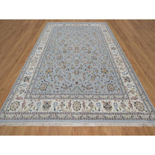 Load image into Gallery viewer, 8&#39;10&quot;x12&#39;1&quot; Stone Blue, Nain with All Over Floral Pattern, 250 KPSI, Soft Pile, Wool and Silk, Hand Knotted, Oriental Rug FWR549642