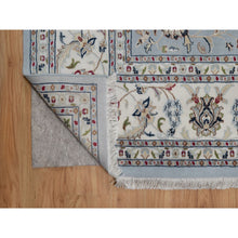 Load image into Gallery viewer, 8&#39;10&quot;x12&#39;1&quot; Stone Blue, Nain with All Over Floral Pattern, 250 KPSI, Soft Pile, Wool and Silk, Hand Knotted, Oriental Rug FWR549642