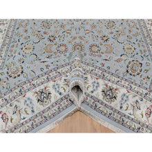 Load image into Gallery viewer, 8&#39;10&quot;x12&#39;1&quot; Stone Blue, Nain with All Over Floral Pattern, 250 KPSI, Soft Pile, Wool and Silk, Hand Knotted, Oriental Rug FWR549642