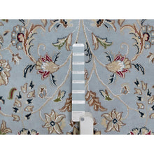 Load image into Gallery viewer, 8&#39;10&quot;x12&#39;1&quot; Stone Blue, Nain with All Over Floral Pattern, 250 KPSI, Soft Pile, Wool and Silk, Hand Knotted, Oriental Rug FWR549642