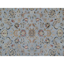 Load image into Gallery viewer, 8&#39;10&quot;x12&#39;1&quot; Stone Blue, Nain with All Over Floral Pattern, 250 KPSI, Soft Pile, Wool and Silk, Hand Knotted, Oriental Rug FWR549642