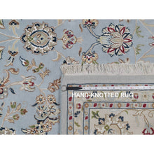Load image into Gallery viewer, 8&#39;10&quot;x12&#39;1&quot; Stone Blue, Nain With All Over Floral Pattern, 250 Kpsi, Soft Pile, Wool And Silk, Hand Knotted, Oriental Rug FWR549642