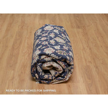 Load image into Gallery viewer, 9&#39;x12&#39;2&quot; Midnight Blue, Nain With Flower Medallion Design, 250 Kpsi, Soft Pile, Wool And Silk, Hand Knotted, Oriental Rug FWR549648