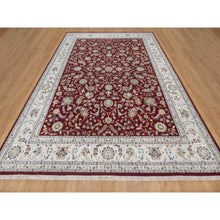 Load image into Gallery viewer, 9&#39;9&quot;x14&#39; Ruby Red, Nain with All Over Flower Pattern, 250 KPSI, Hand Knotted, Wool and Silk, Soft Pile, Oriental Rug FWR549654
