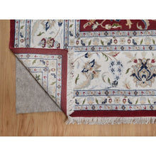 Load image into Gallery viewer, 9&#39;9&quot;x14&#39; Ruby Red, Nain With All Over Flower Pattern, 250 Kpsi, Hand Knotted, Wool And Silk, Soft Pile, Oriental Rug FWR549654