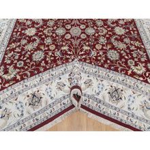 Load image into Gallery viewer, 9&#39;9&quot;x14&#39; Ruby Red, Nain With All Over Flower Pattern, 250 Kpsi, Hand Knotted, Wool And Silk, Soft Pile, Oriental Rug FWR549654